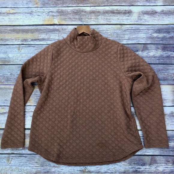 J. Crew Quilted Mockneck Pullover camel - Picture 8 of 11